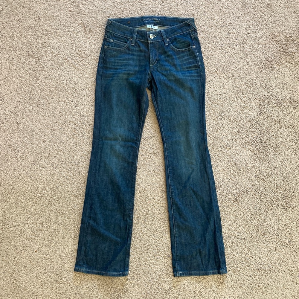 Banana Republic Womens Classic Bootcut Tall Long Denim Jeans Dark Wash Size 2